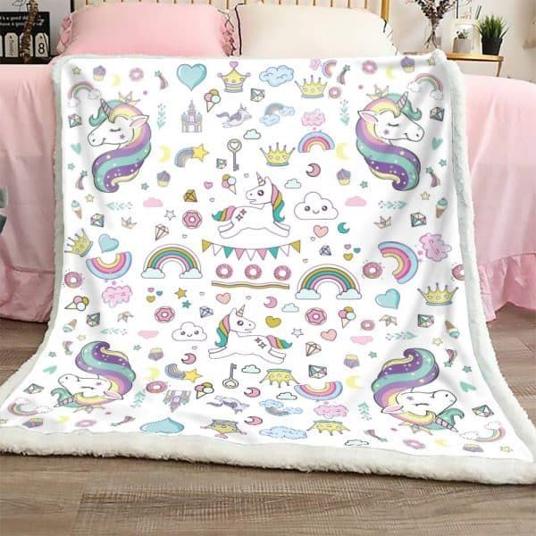 Unicorn Magic Land Sherpa Fleece Blanket