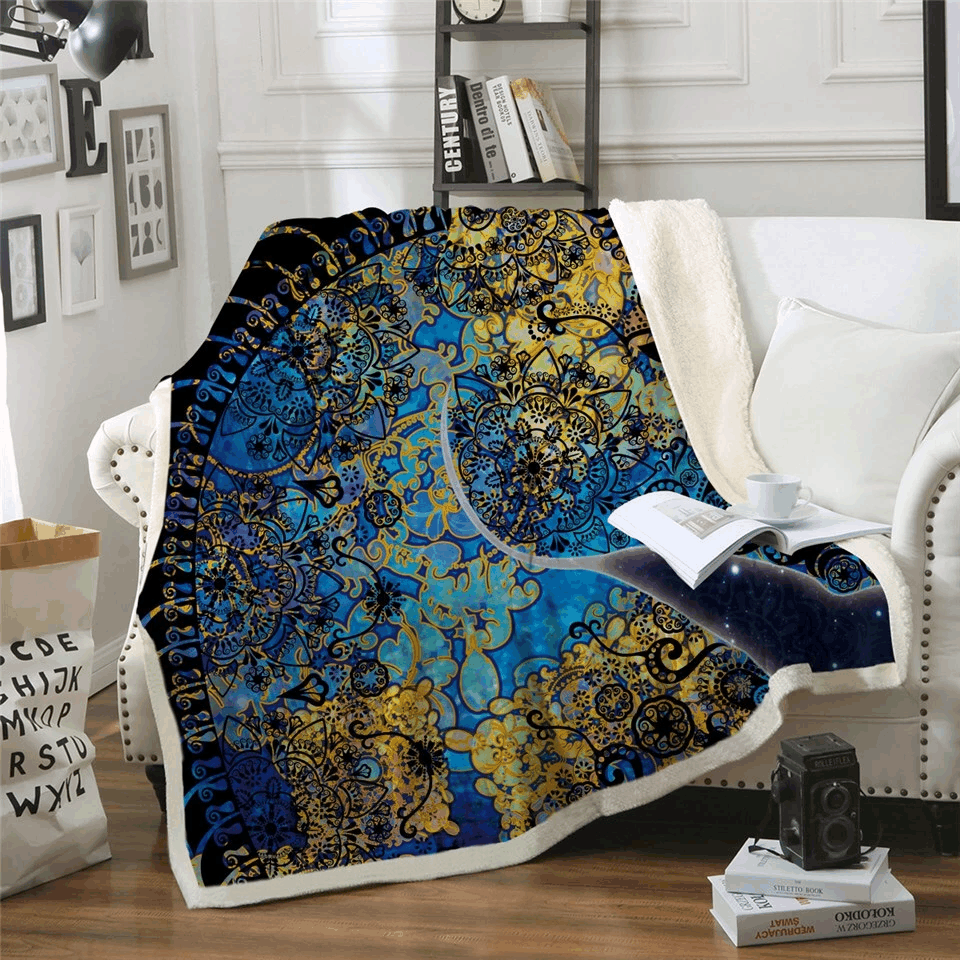 Unicorn Mandala Sherpa Fleece Blanket