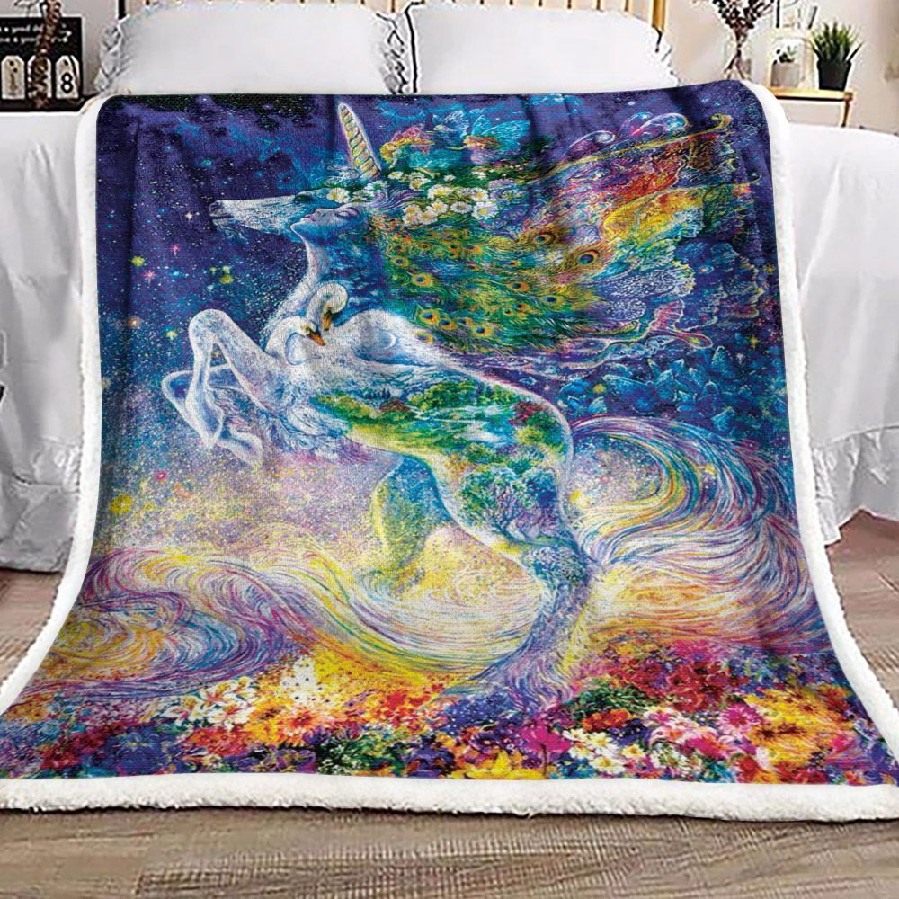 Unicorn Sherpa Fleece Blanket
