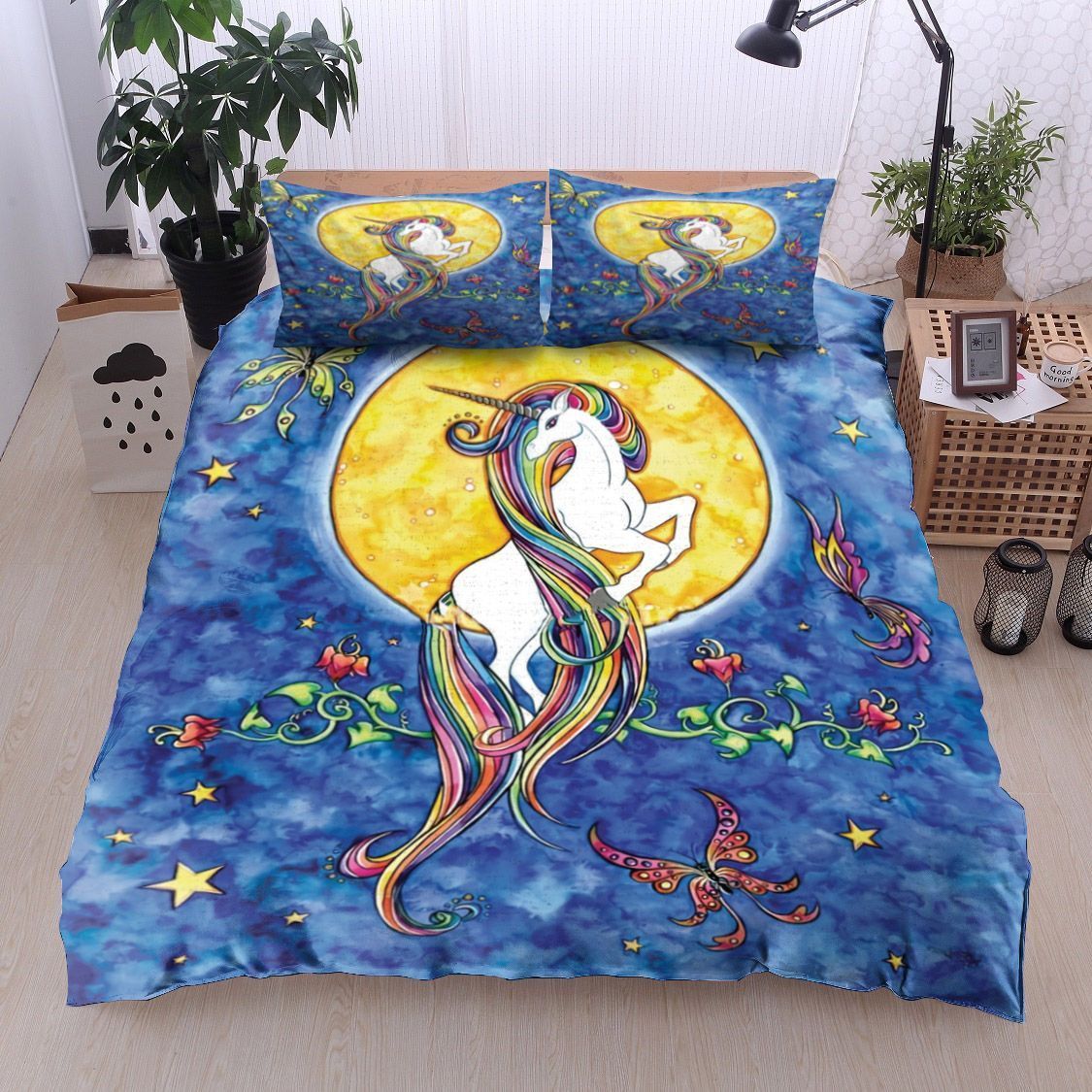 Unicorn Moon Butterfly Bedding Set