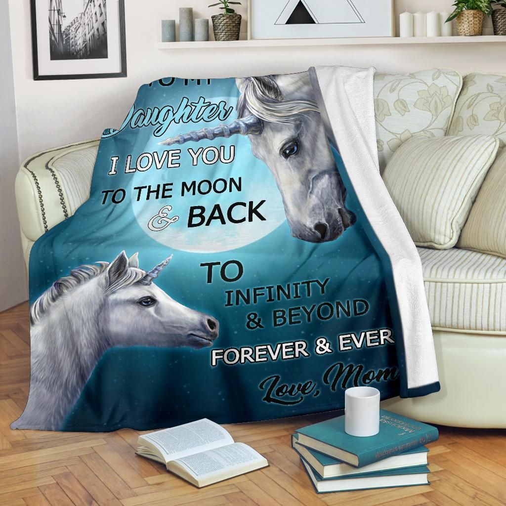 Unicorn Moon To My Daughter Sherpa Fleece Blanket