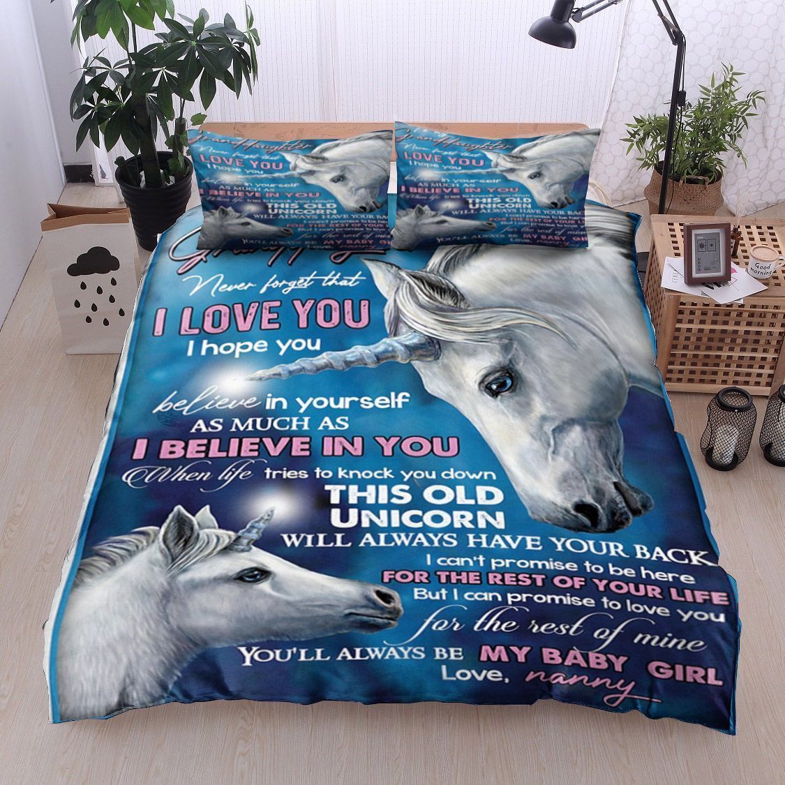Unicorn Nanny To Granddaughter Bedding Set