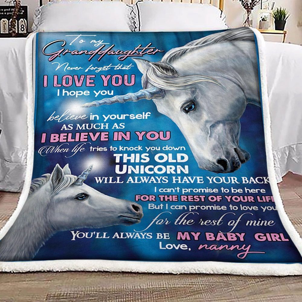 Unicorn Nanny To Granddaughter Sherpa Fleece Blanket