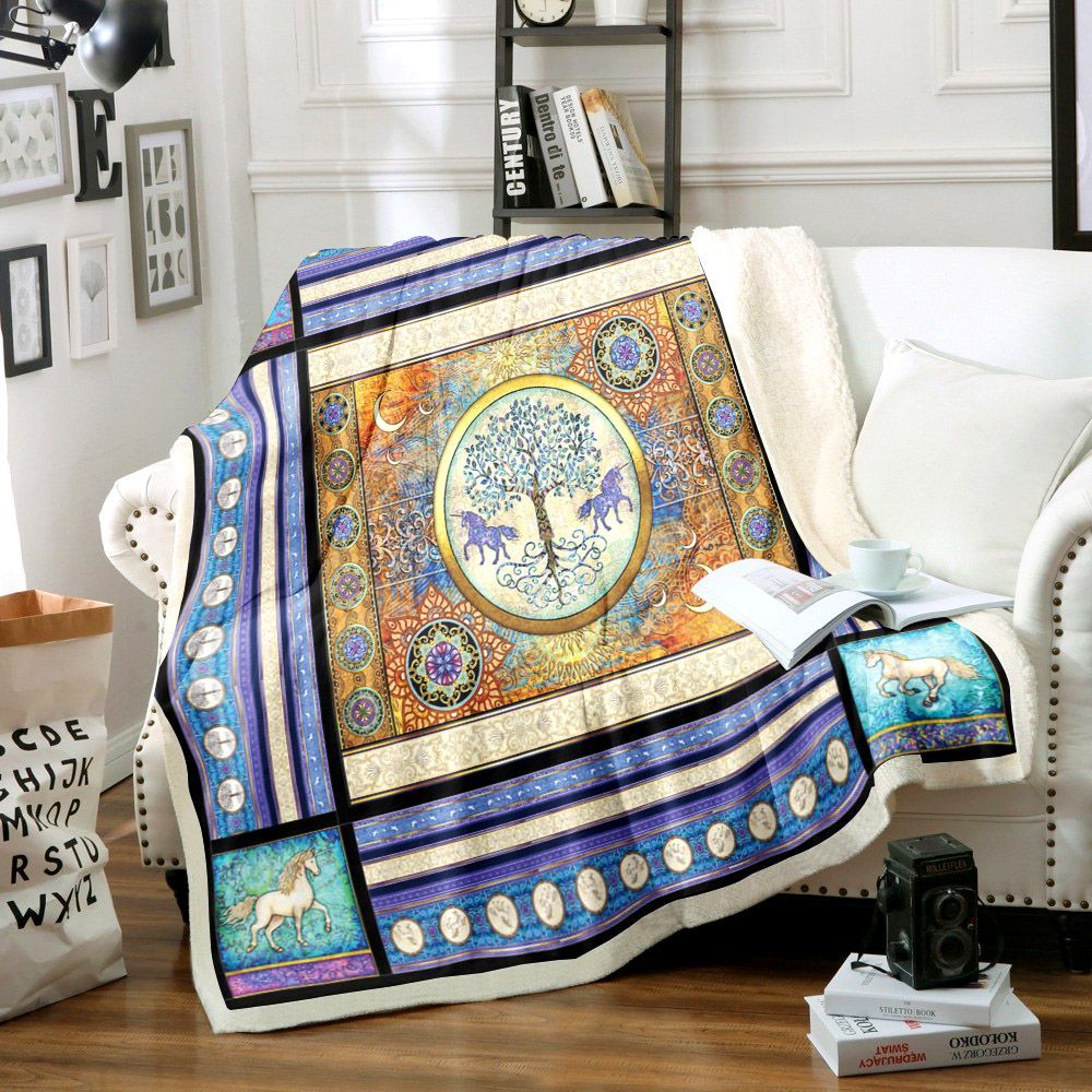 Unicorn Sherpa Fleece Blanket