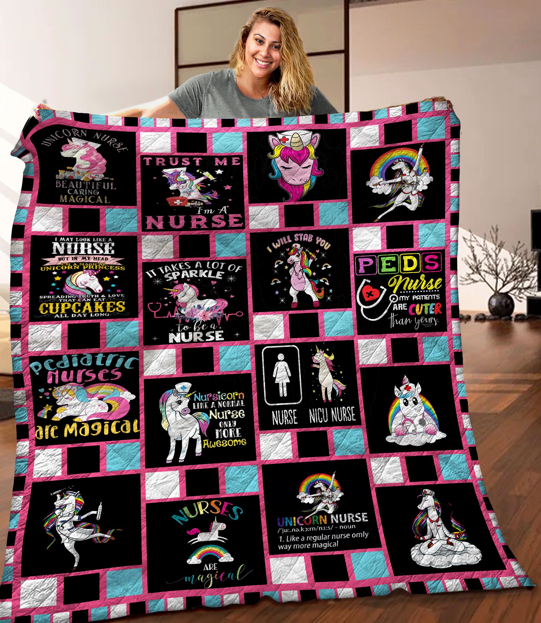Unicorn Nurse Quilt Blanket DTH240601HD