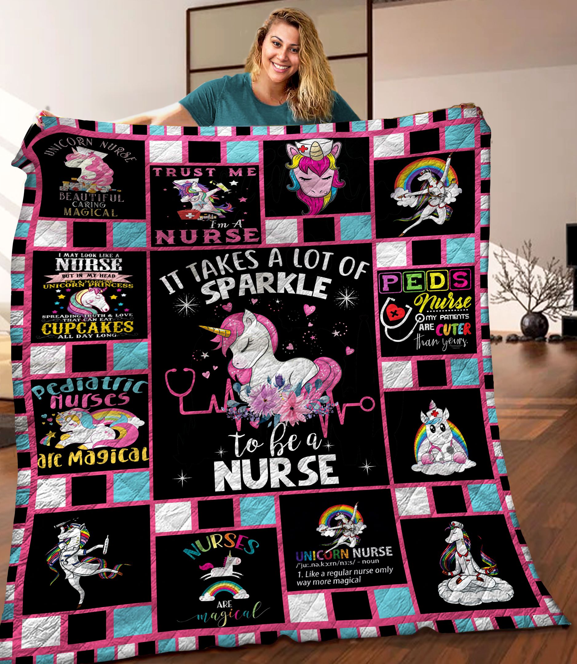 Unicorn Nurse Quilt Blanket DTH240602HD