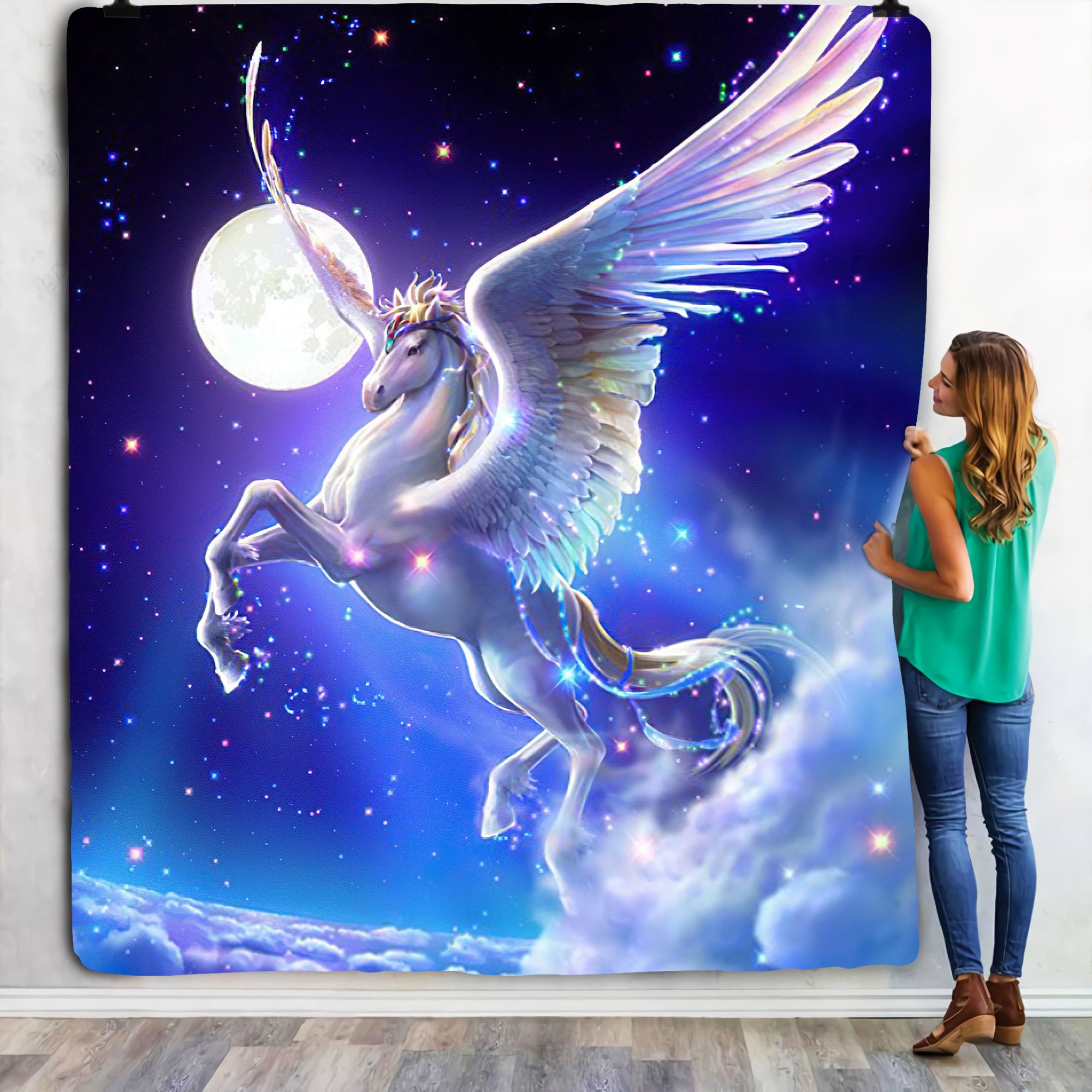 Unicorn Of Night Fleece Blanket