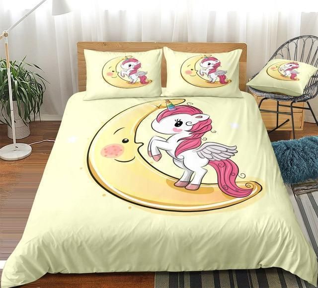 Unicorn On Waning Moon Bedding Set