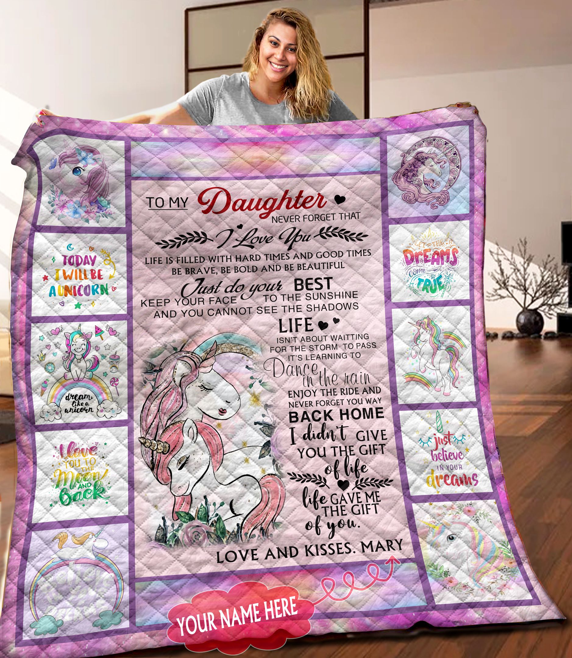 Unicorn Personalized Quilt Blanket C9B300501HD