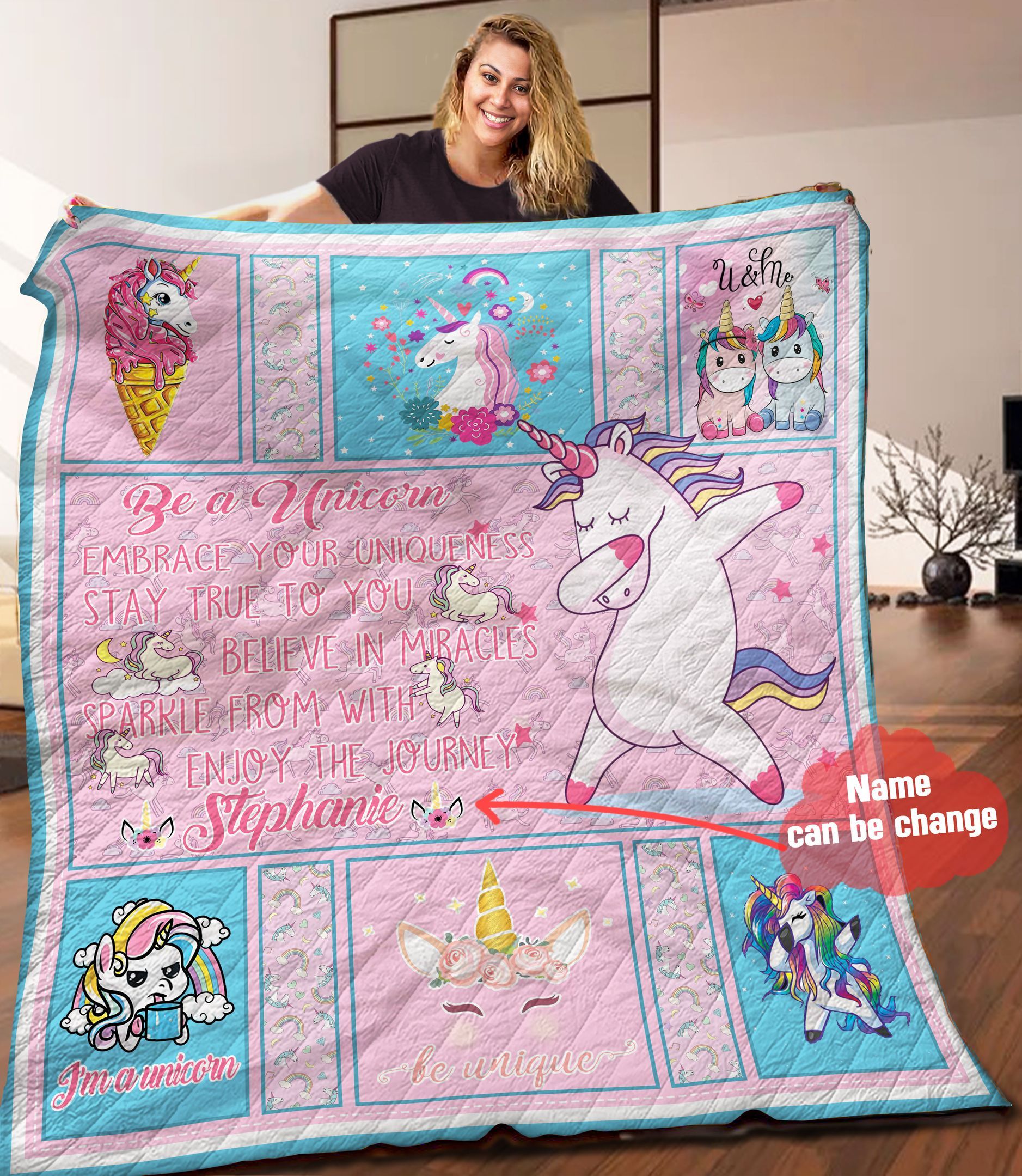 Unicorn Personalized Quilt Blanket HHH120612NA