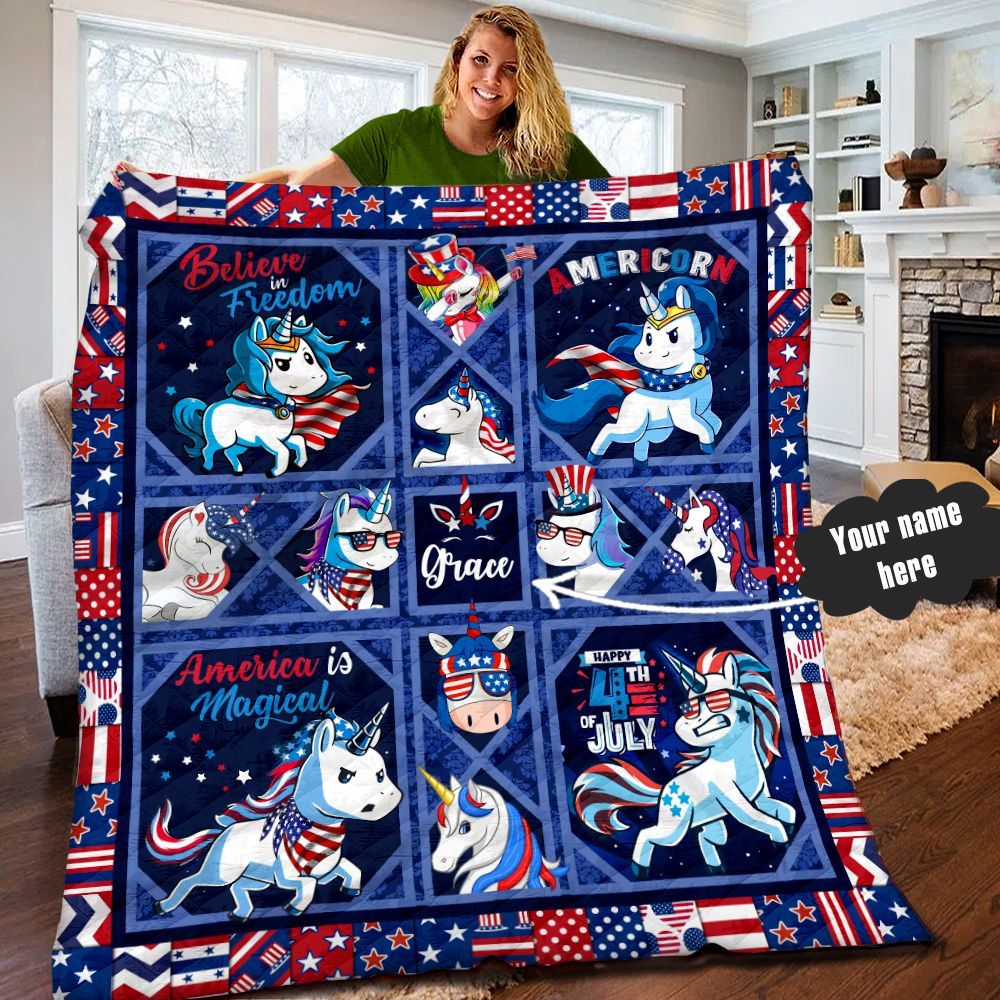 Unicorn Personalized Quilt Blanket LML150603DT