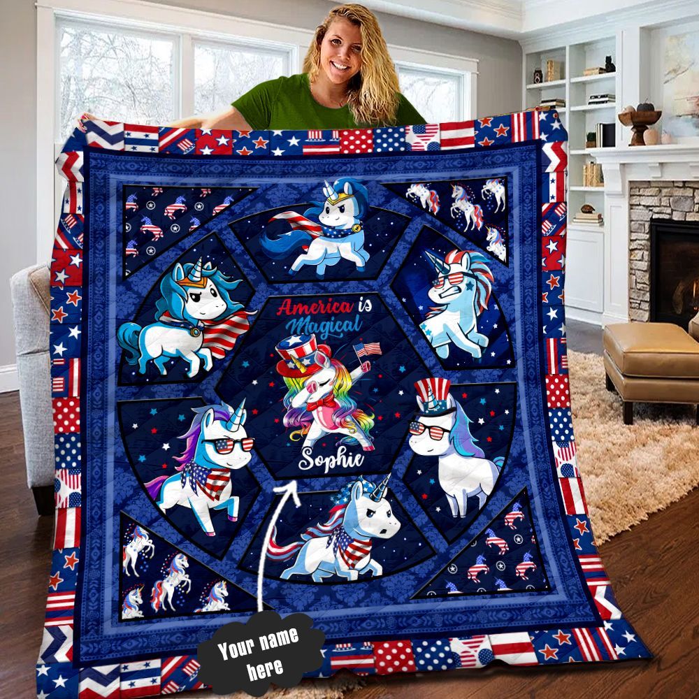 Unicorn Personalized Quilt Blanket LML150604DT