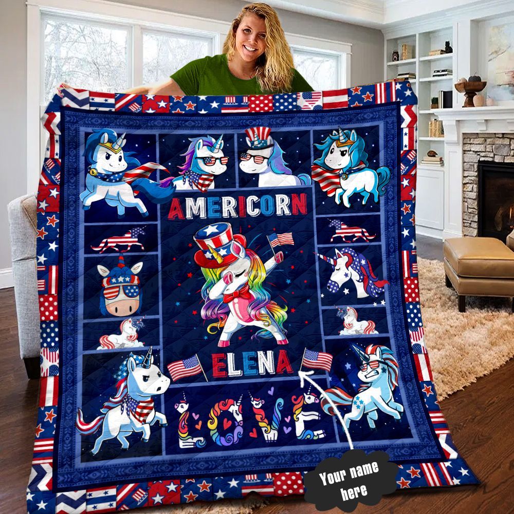 Unicorn Personalized Quilt Blanket LML150605DT