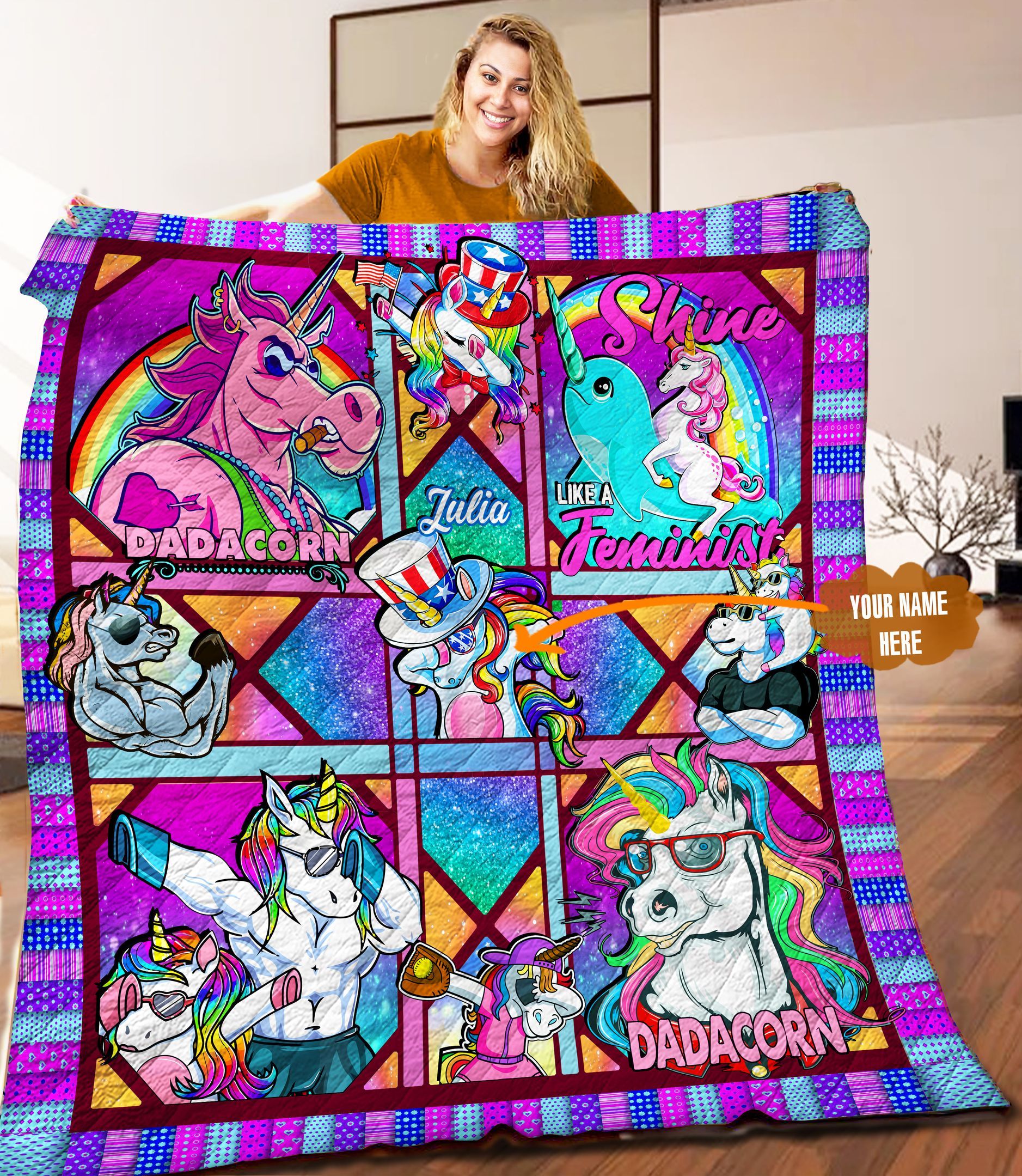 Unicorn Personalized Quilt Blanket LML150612HT