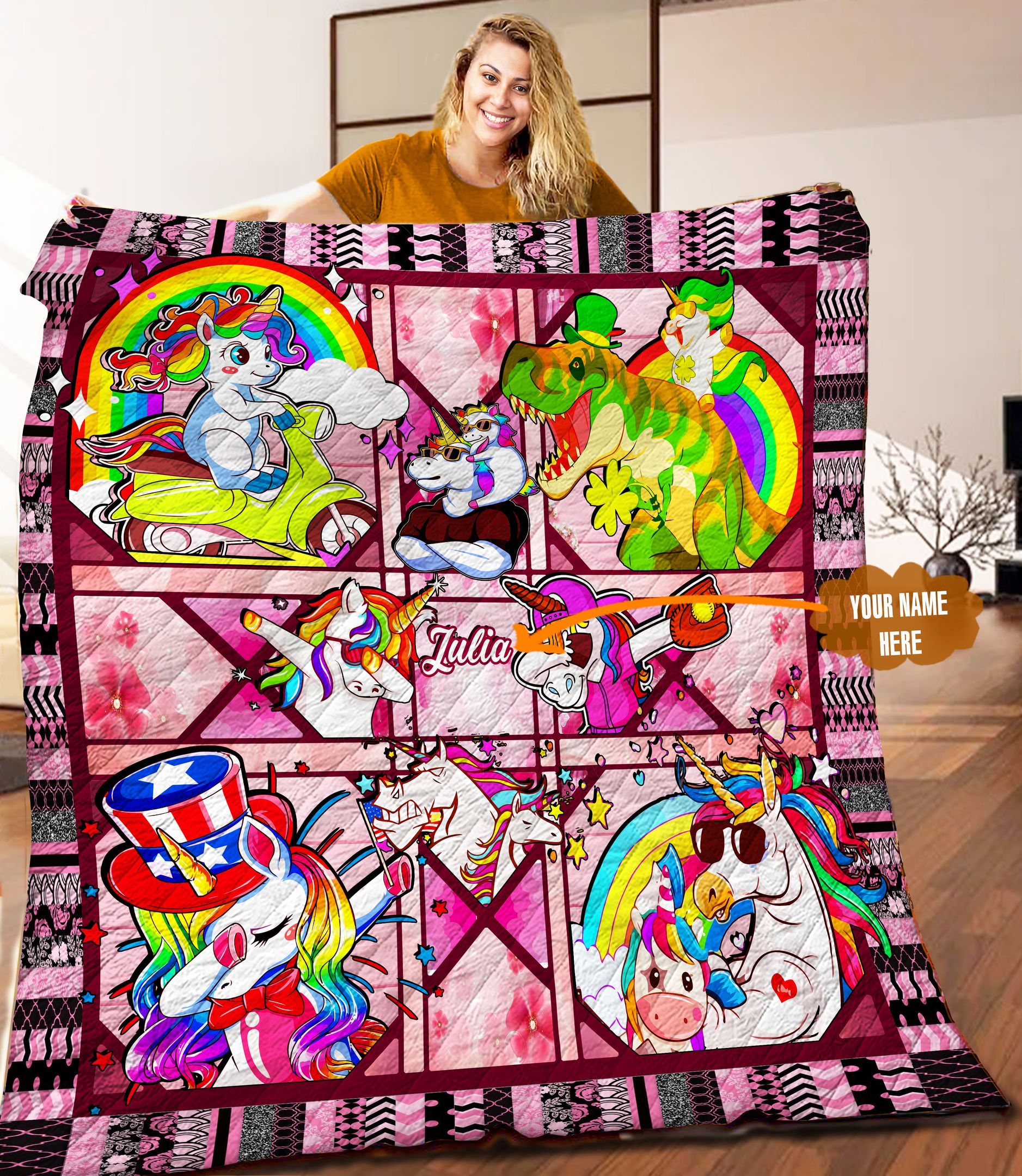 Unicorn Personalized Quilt Blanket LML150613HT