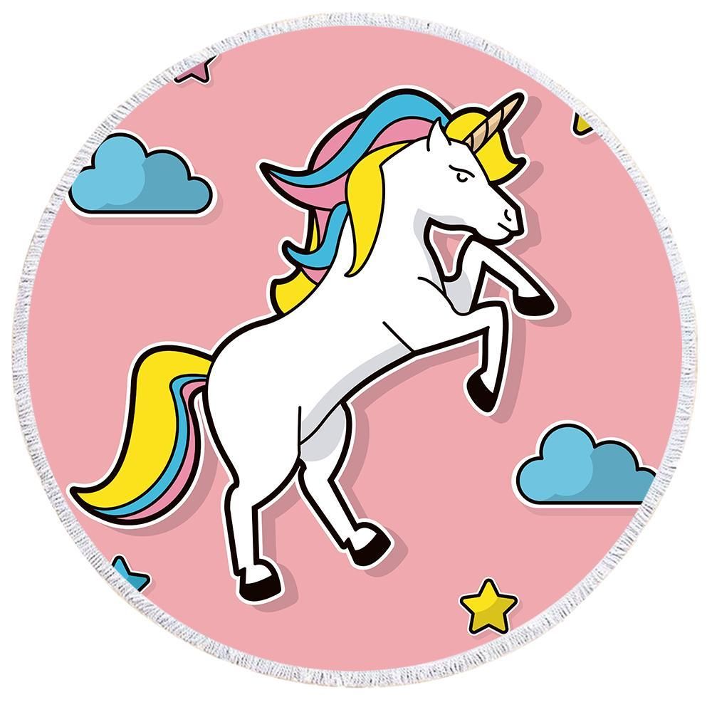 Unicorn Pink Girl Women Gift Ideas Printed Round Beach Towel