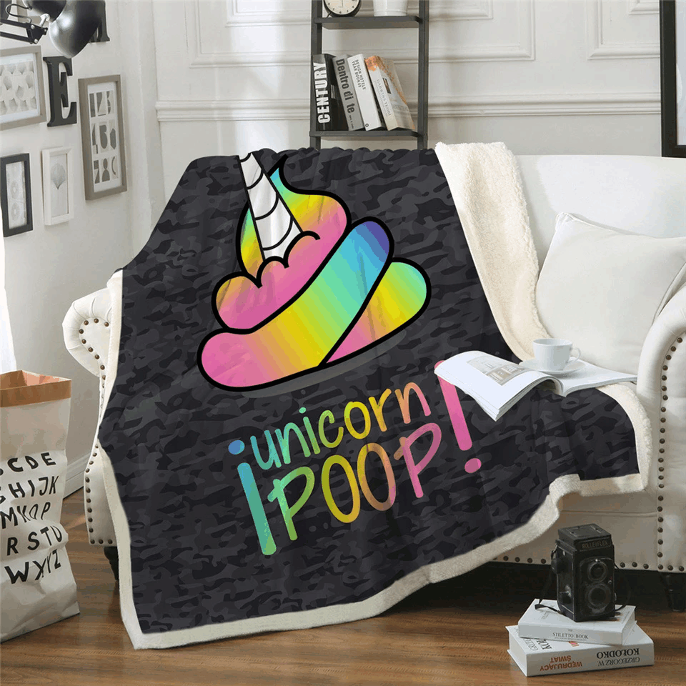 Unicorn Poop Sherpa Fleece Blanket