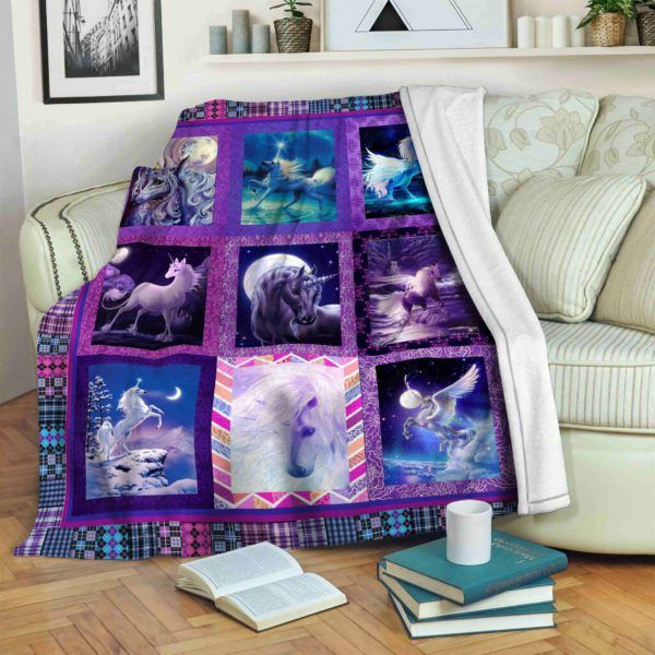 Unicorn Purple Sherpa Fleece Blanket