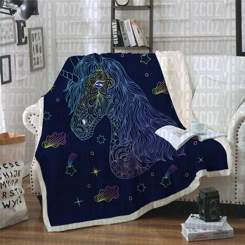 Unicorn Rainbow Sherpa Fleece Blanket