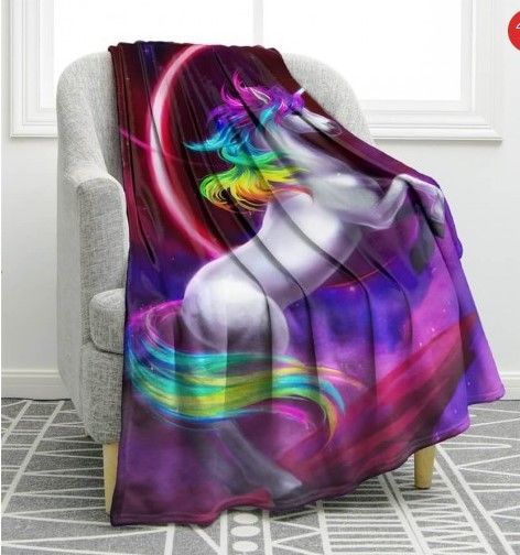 Unicorn Rainbow Sherpa Fleece Blanket
