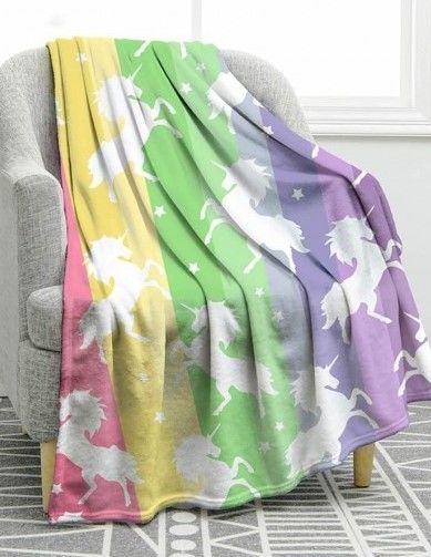 Unicorn Rainbow Sherpa Fleece Blanket
