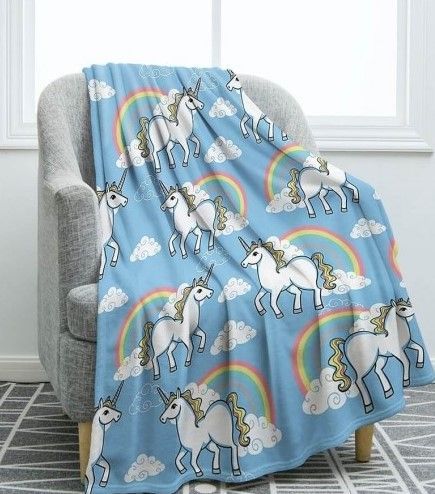 Unicorn Rainbow Sherpa Fleece Blanket