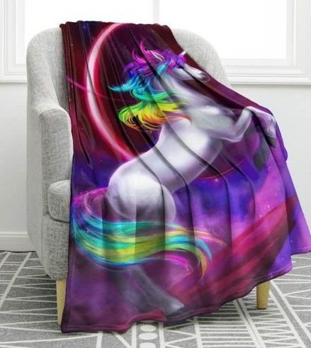 Unicorn Rainbow Sherpa Fleece Blanket