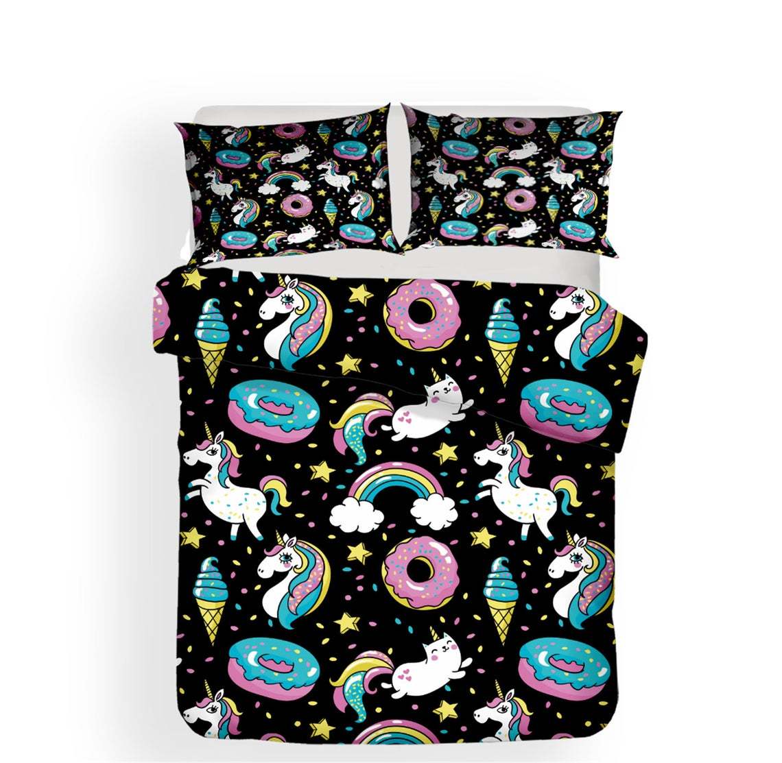 Unicorn Rainbow Ice Cream Printed Bedding Set