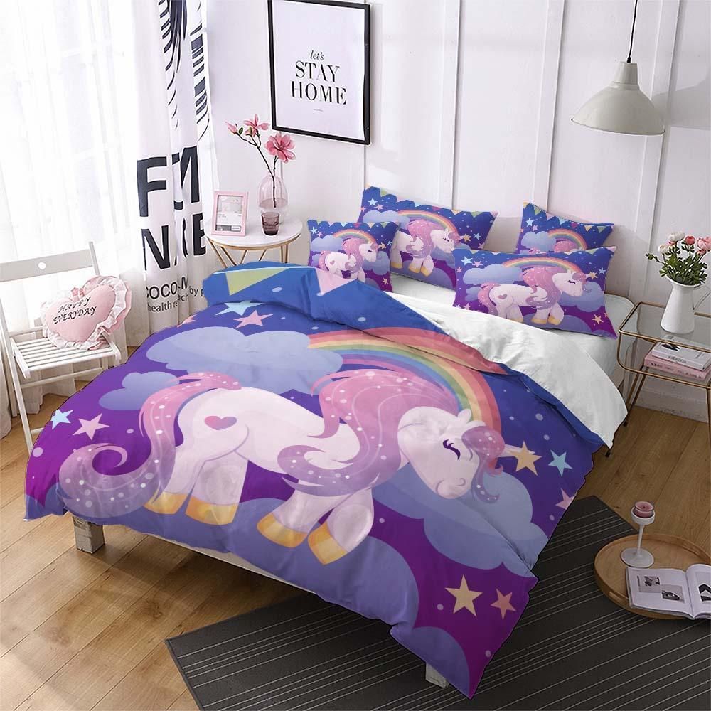 Unicorn Rainbow  Printed Bedding Set