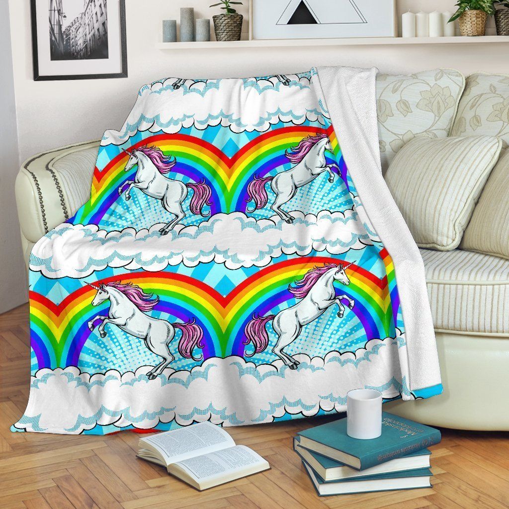 Unicorn Rainbow Unicorn Pattern Fleece Blanket