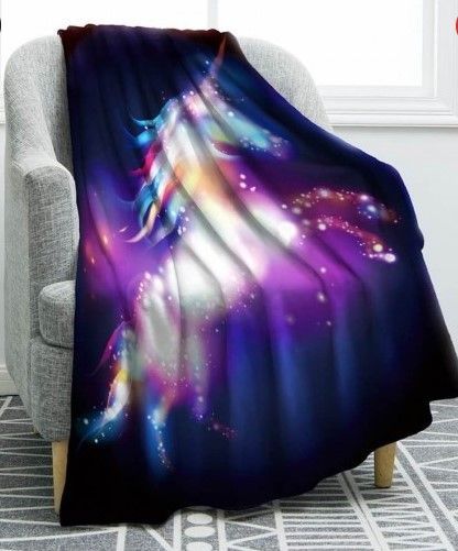 Unicorn Space Sherpa Fleece Blanket