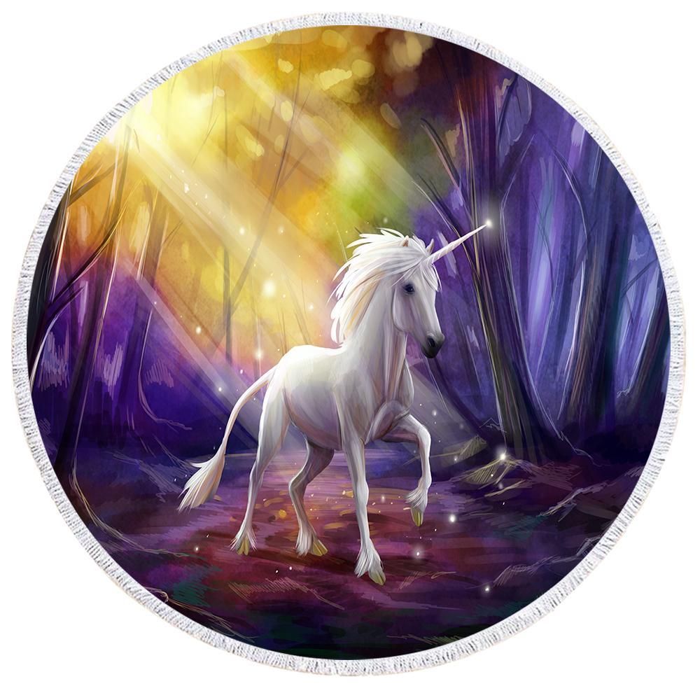 Unicorn Super Water Absorbent Printed Round Beach Towel