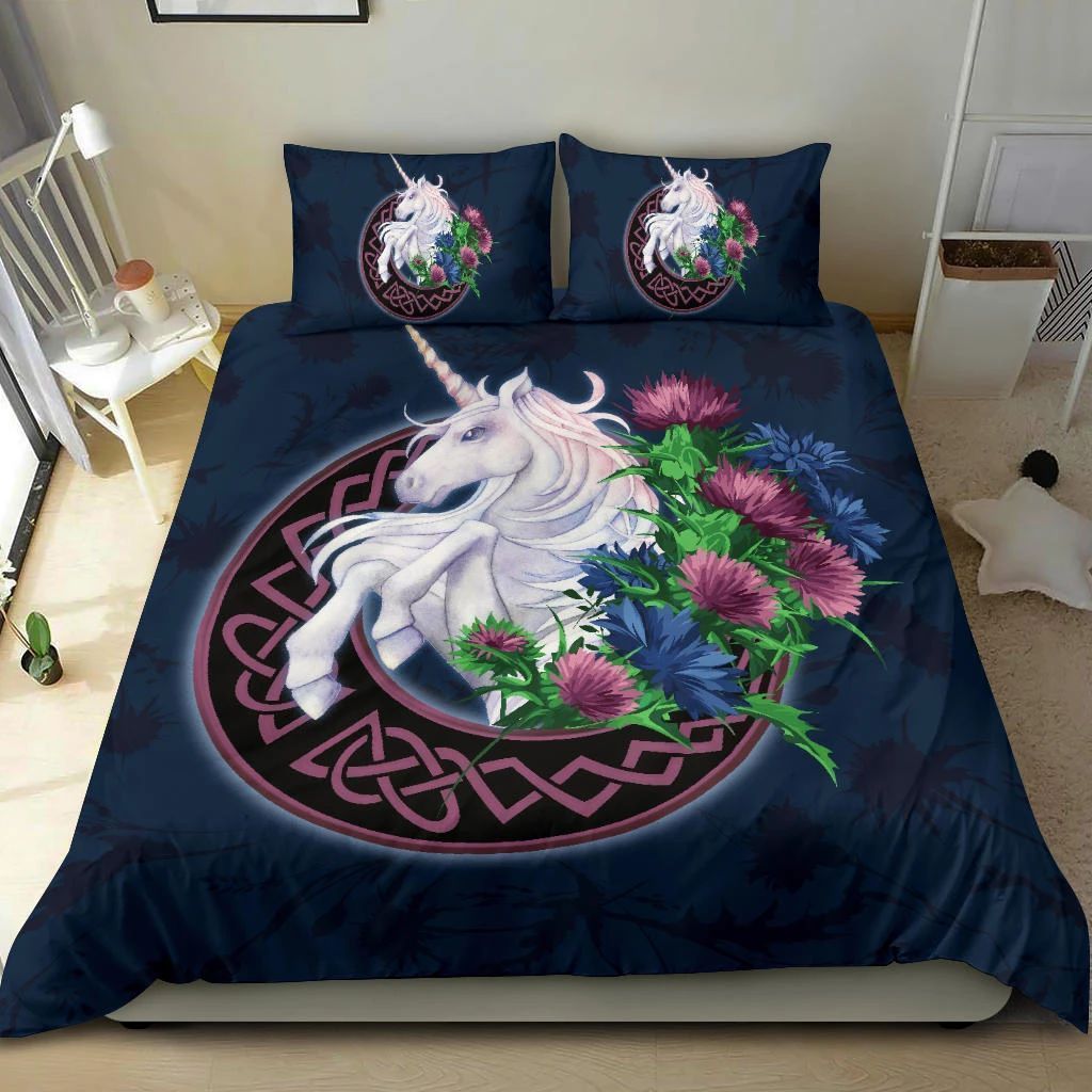Unicorn Thistle And Moon Celtic Bedding Set