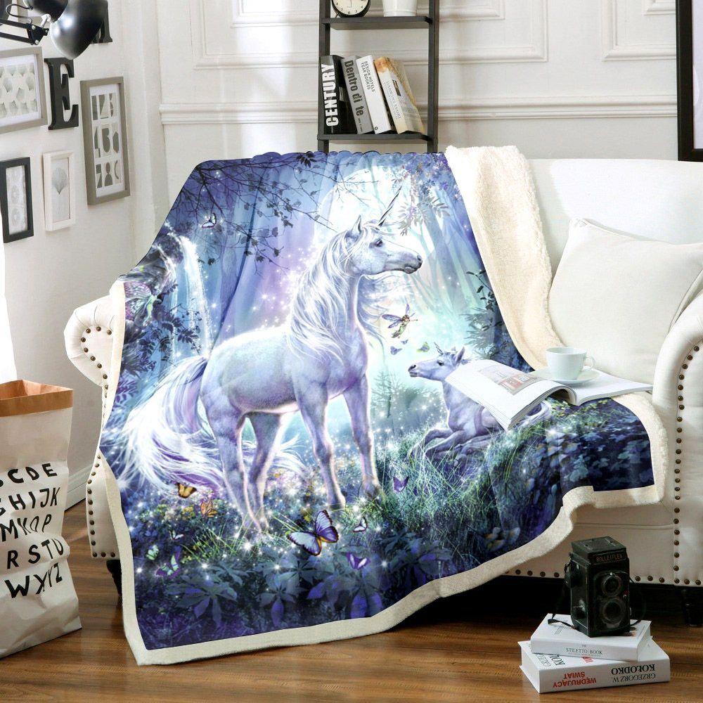 Unicorn Sherpa Fleece Blanket
