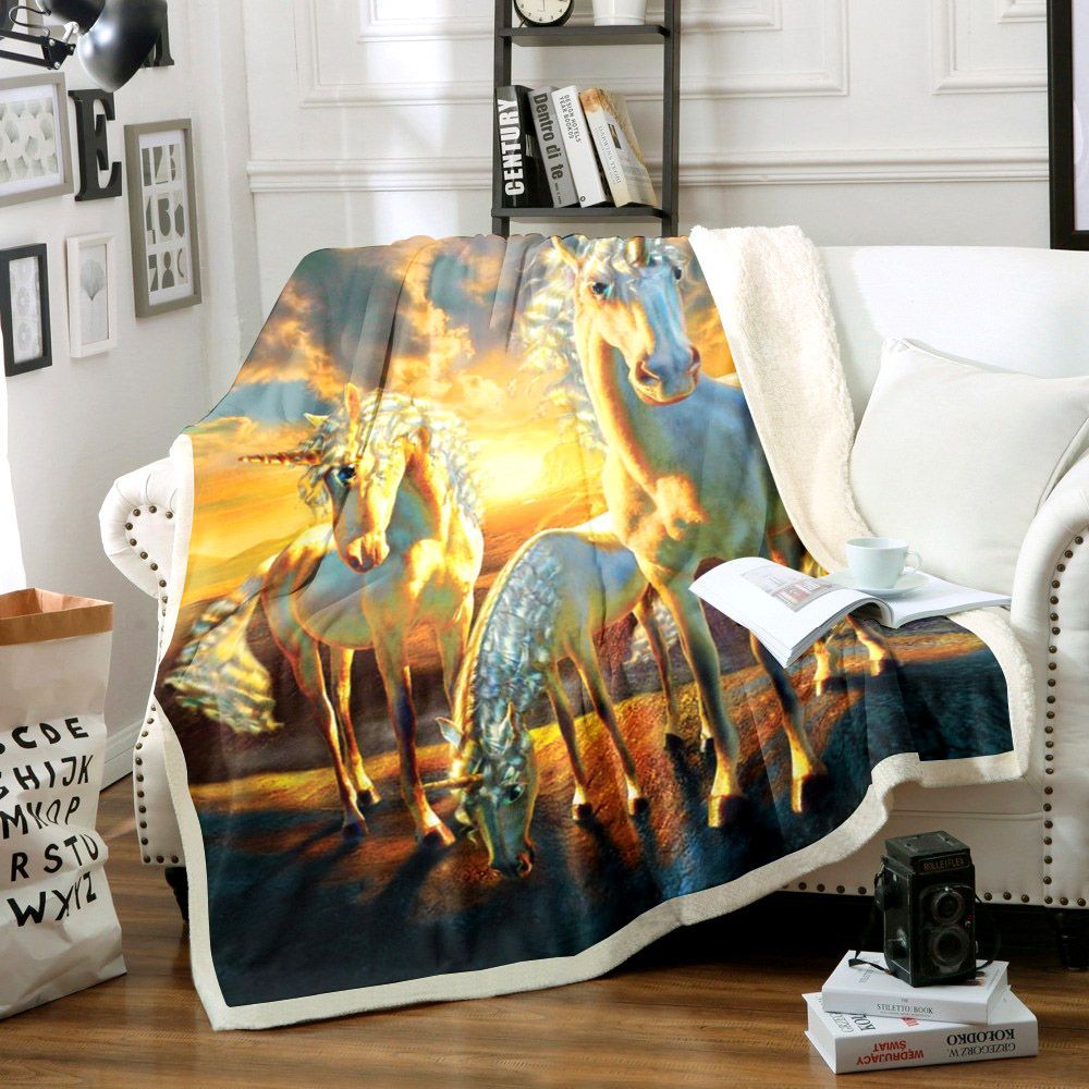 Unicorn Sherpa Fleece Blanket