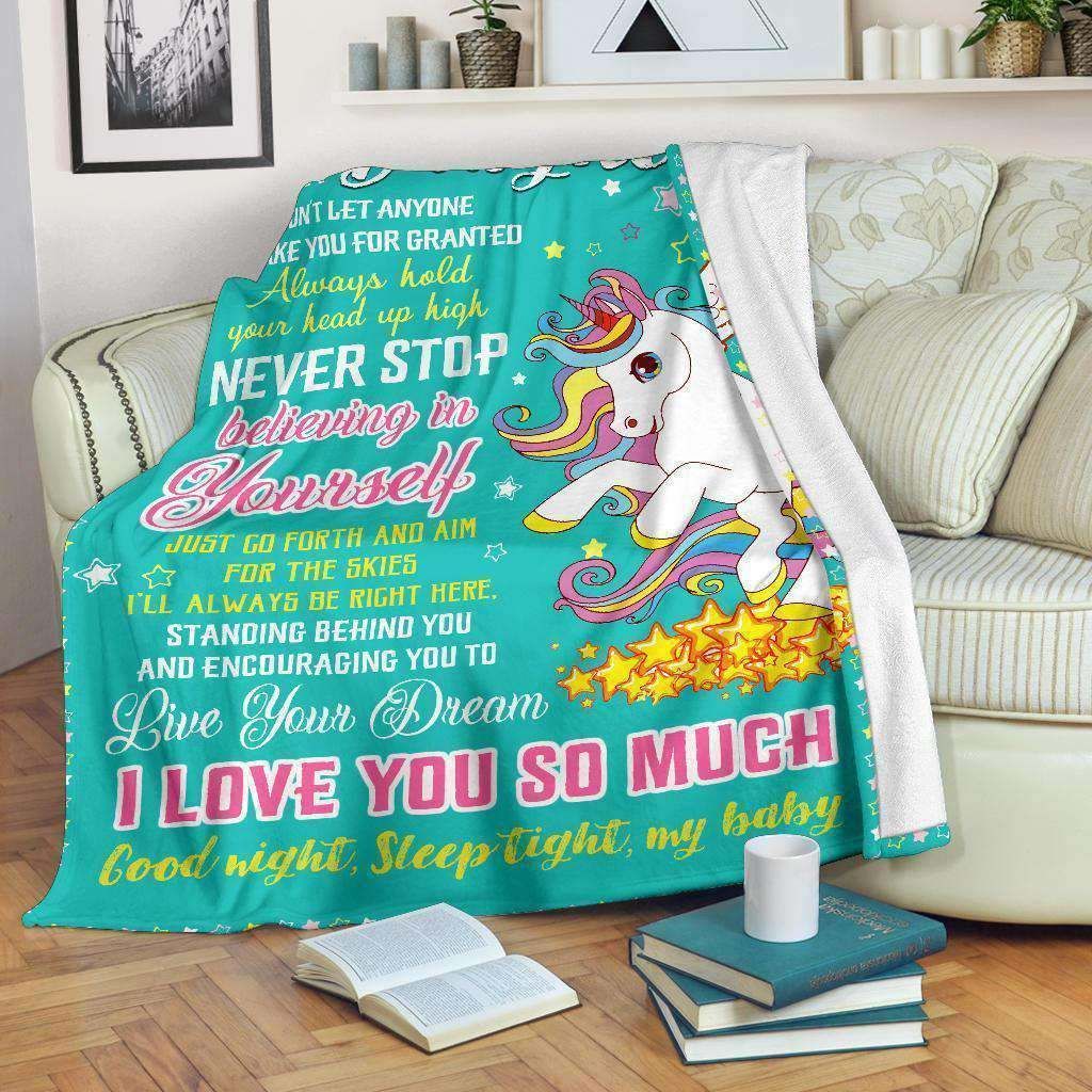Unicorn – To My Daughter – Believing In Yourself Fleece Blanket