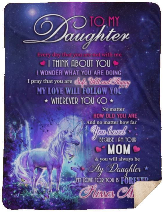 Unicorn To My Daughter Sherpa Fleece Blanket
