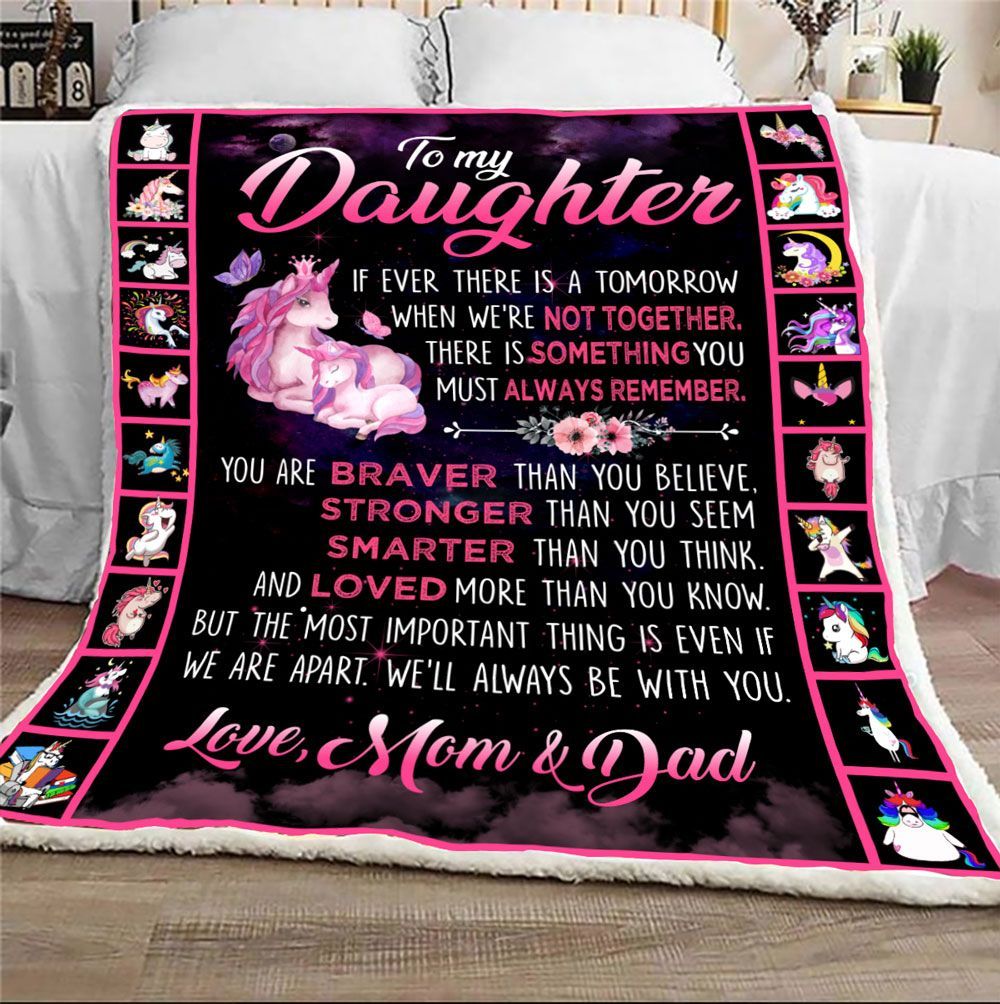 Unicorn To My Daughter Sherpa Fleece Blanket