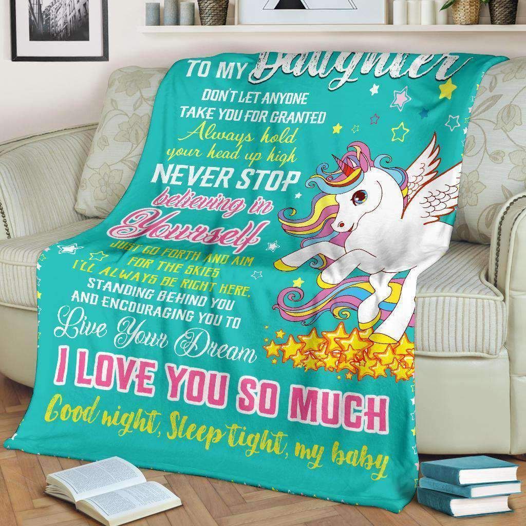 Unicorn To My Daughter Sherpa Fleece Blanket