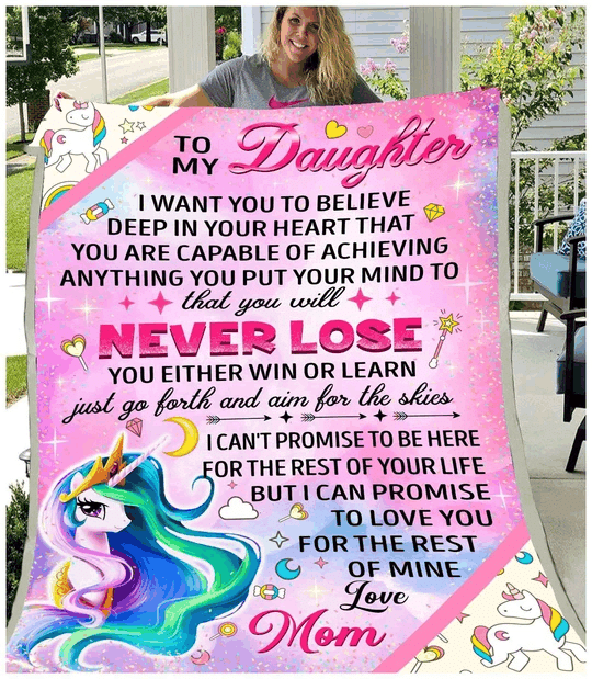 Unicorn To My Daughter Sherpa Fleece Blanket