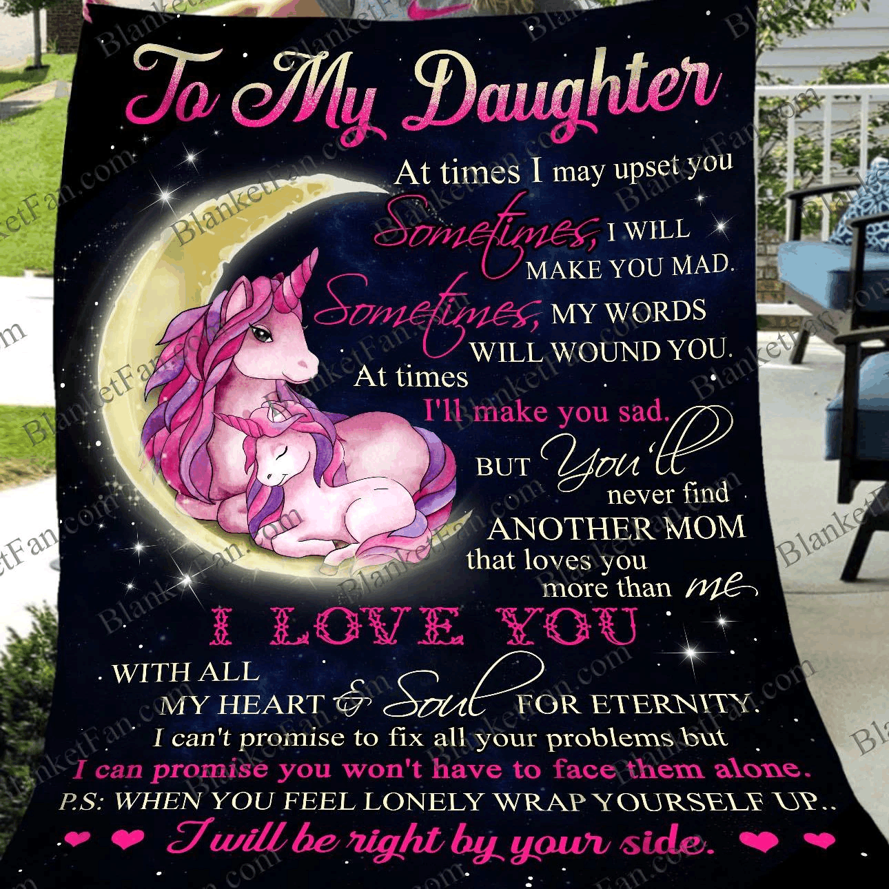 Unicorn To My Daughter Sherpa Fleece Blanket