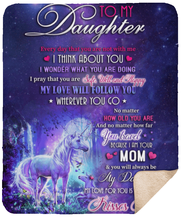 Unicorn To My Daughter Sherpa Fleece Blanket