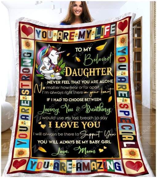 Unicorn To My Daughter You Are My Life Sherpa Fleece Blanket