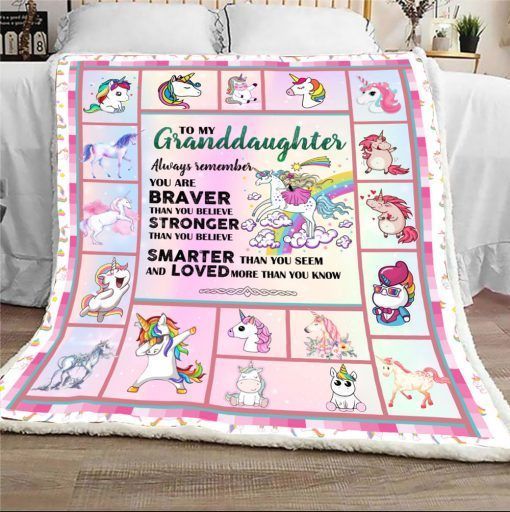 Unicorn To My Granddaughter Sherpa Fleece Blanket