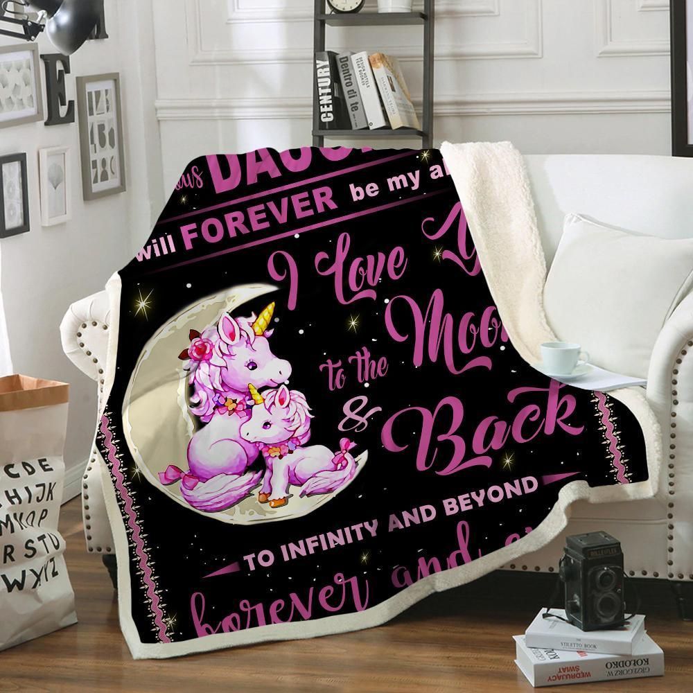 Unicorn To My Precious Daughter Sherpa Fleece Blanket