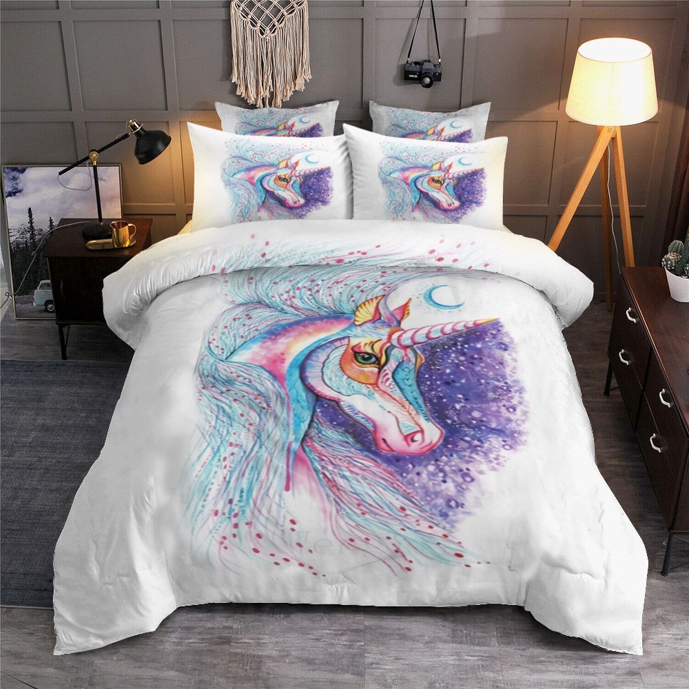 Unicorn Watercolor Painting Bedding Set