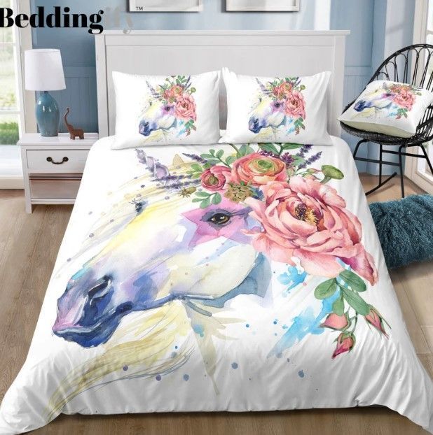 Unicorn Wear Flowers Bedding Set