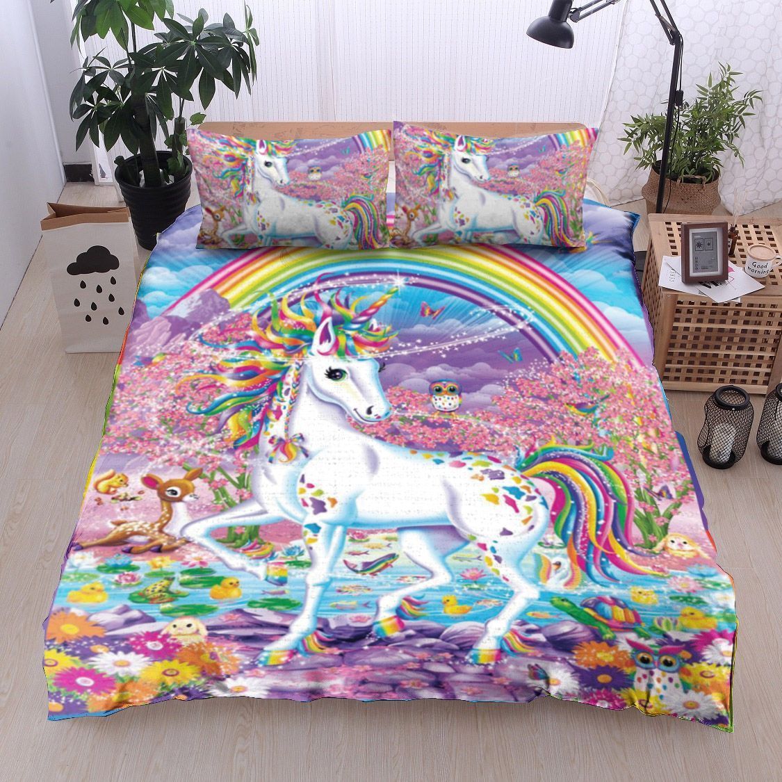 Unicorn With Rainbow Bedding Set