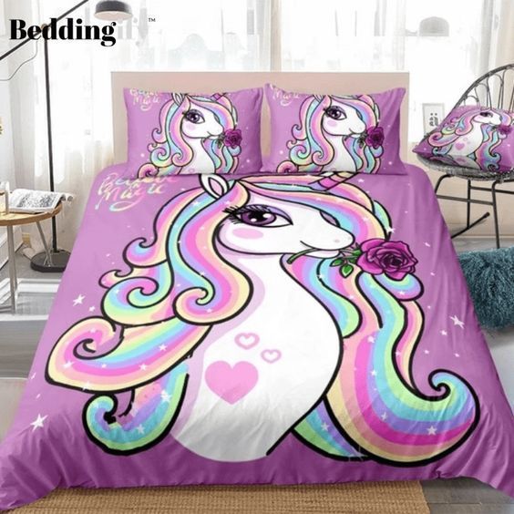 Unicorn With Rose Bedding Set