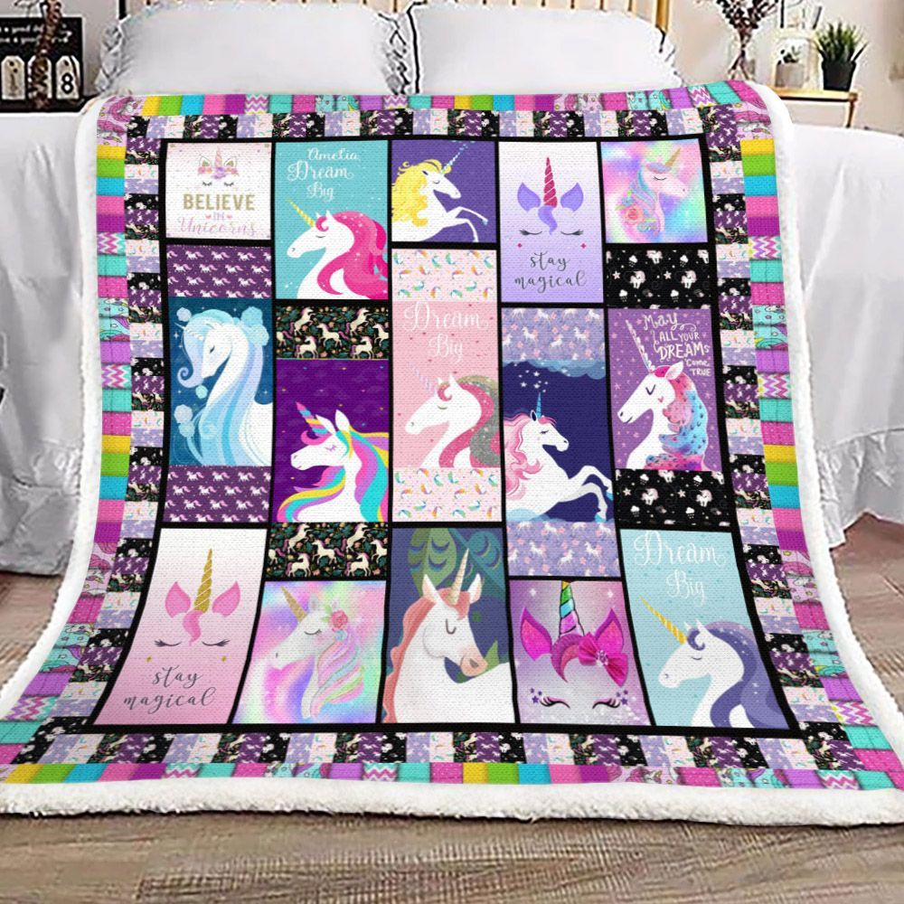 Unicorn Sherpa Fleece Blanket